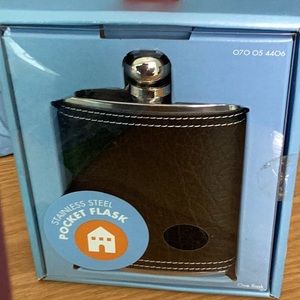 Michael Graves Stainless Steel and leather covered flask. New in box.
